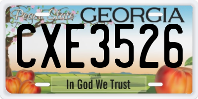 GA license plate CXE3526