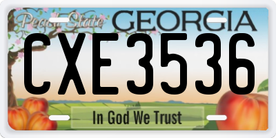 GA license plate CXE3536