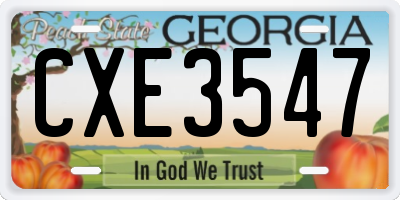GA license plate CXE3547