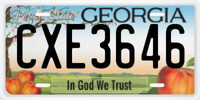 GA license plate CXE3646