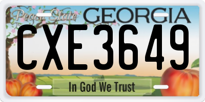 GA license plate CXE3649