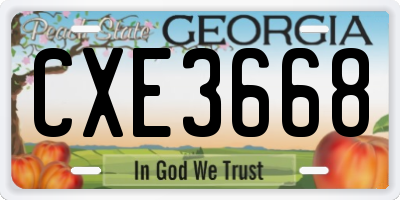 GA license plate CXE3668