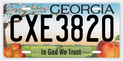 GA license plate CXE3820