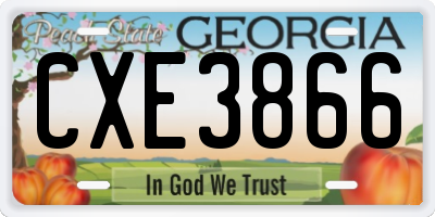 GA license plate CXE3866
