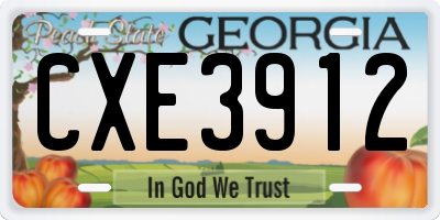 GA license plate CXE3912