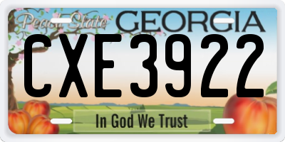 GA license plate CXE3922