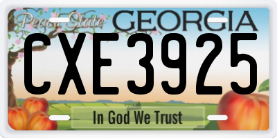 GA license plate CXE3925