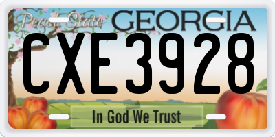 GA license plate CXE3928