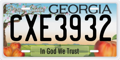 GA license plate CXE3932