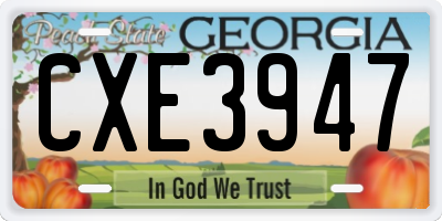 GA license plate CXE3947