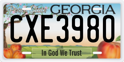 GA license plate CXE3980