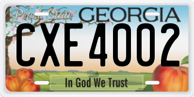 GA license plate CXE4002