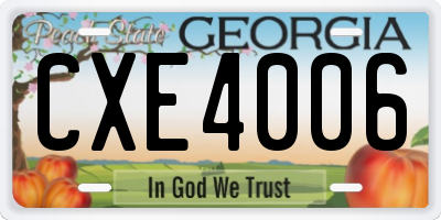 GA license plate CXE4006
