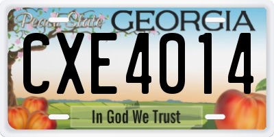 GA license plate CXE4014