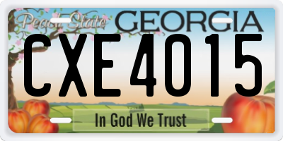 GA license plate CXE4015