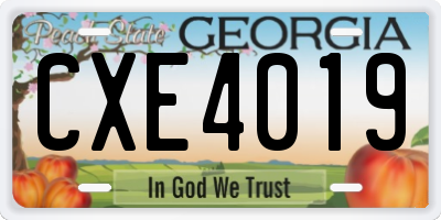 GA license plate CXE4019