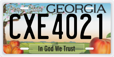 GA license plate CXE4021