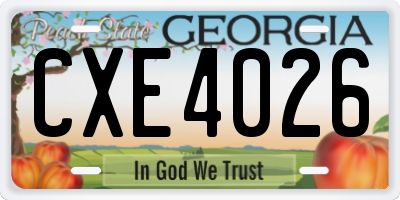 GA license plate CXE4026