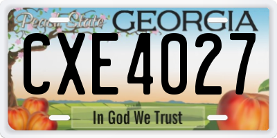 GA license plate CXE4027