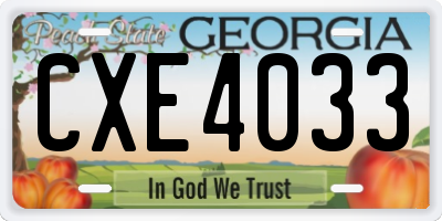 GA license plate CXE4033