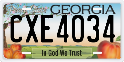 GA license plate CXE4034