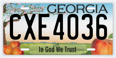 GA license plate CXE4036