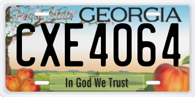 GA license plate CXE4064