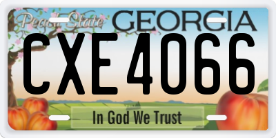 GA license plate CXE4066