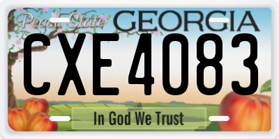 GA license plate CXE4083