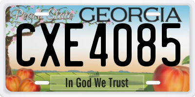 GA license plate CXE4085