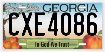 GA license plate CXE4086