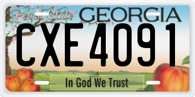GA license plate CXE4091