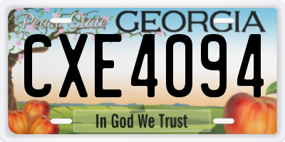 GA license plate CXE4094