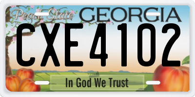 GA license plate CXE4102