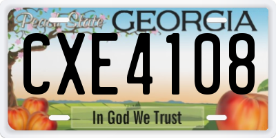 GA license plate CXE4108