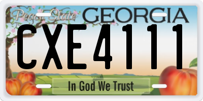 GA license plate CXE4111