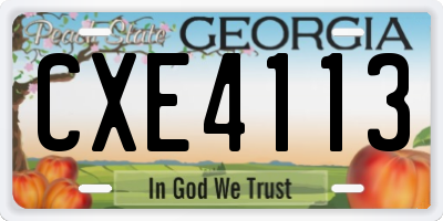 GA license plate CXE4113