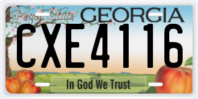 GA license plate CXE4116