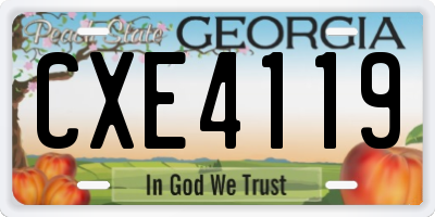 GA license plate CXE4119