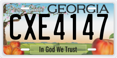 GA license plate CXE4147