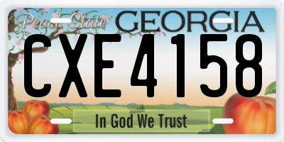 GA license plate CXE4158