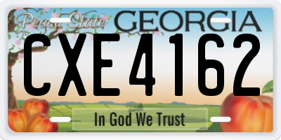 GA license plate CXE4162
