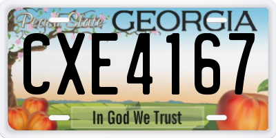 GA license plate CXE4167