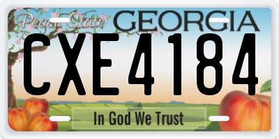 GA license plate CXE4184