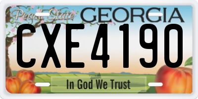 GA license plate CXE4190