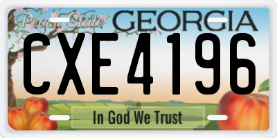 GA license plate CXE4196
