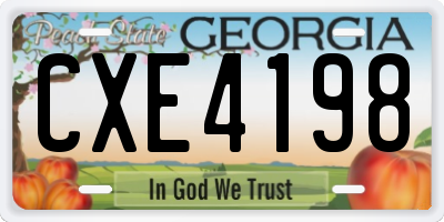 GA license plate CXE4198