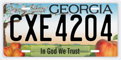 GA license plate CXE4204