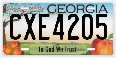 GA license plate CXE4205