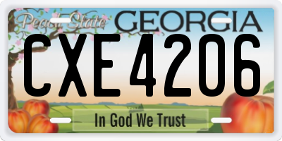 GA license plate CXE4206